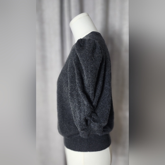 FRAME Ruched Sleeve Cashmere Sweater Top | LARGE - Picture 8 of 12